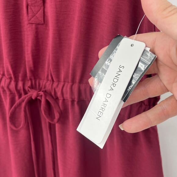 Sandra Darren Burgundy Shirt Dress Sz 14 New Preppy Fall Minimalist Office Chic - Picture 6 of 12